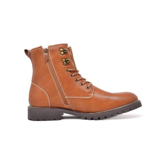 New Bruno Marc Men’s Size 11 Brown Combat Lace-Up Ankle Boots Motorcycle